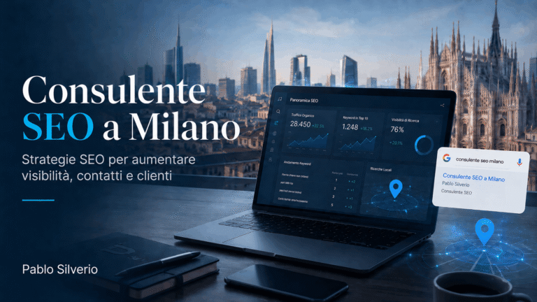 Consulente SEO a Milano con dashboard di analisi del traffico e del posizionamento su Google
